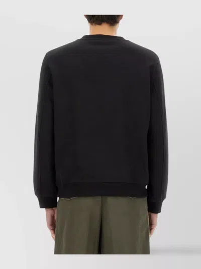 Dries Van Noten Crew Neck Long Sleeve Ribbed Sweatshirt In Black