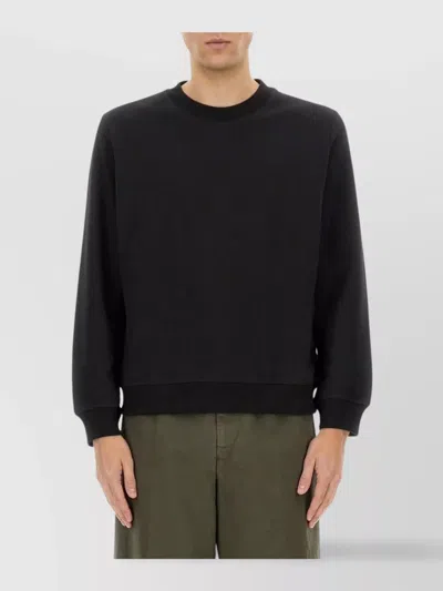 Dries Van Noten Crew Neck Long Sleeve Ribbed Sweatshirt In Black