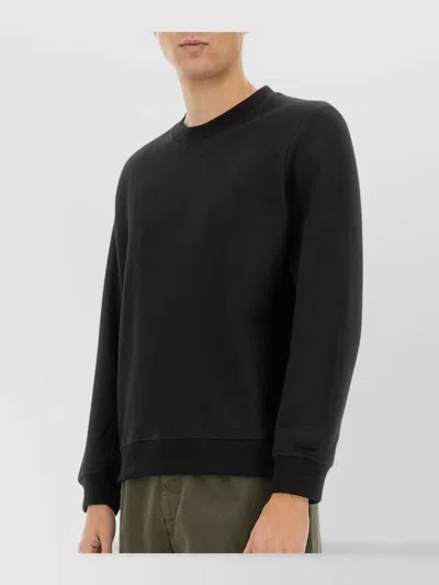 Dries Van Noten Crew Neck Long Sleeve Ribbed Sweatshirt In Black
