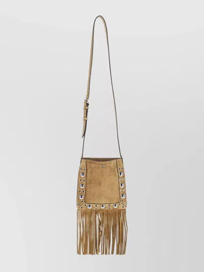 Valentino Nellcote Fringe Studded Suede Crossbody Bag In Brown