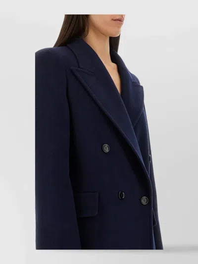 Max Mara Long Double-breasted Coat Albania1234 In Blue