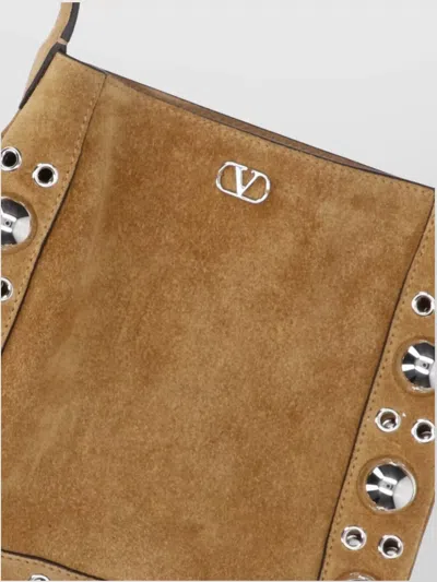 Valentino Nellcote Fringe Studded Suede Crossbody Bag In Brown