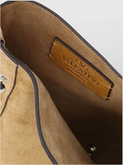 Valentino Nellcote Fringe Studded Suede Crossbody Bag In Brown