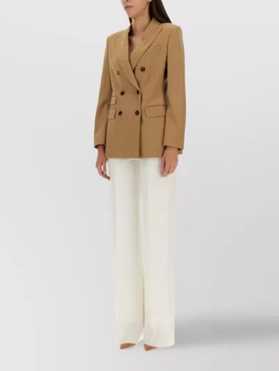 Max Mara Tailored Double-breasted Blazer Featuring Pockets In Brown