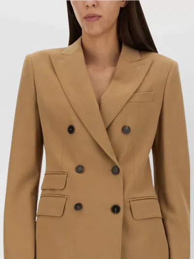 Max Mara Tailored Double-breasted Blazer Featuring Pockets In Brown