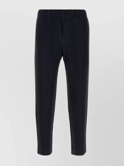 Issey Miyake Textured Cropped Trousers In Polyester In Black