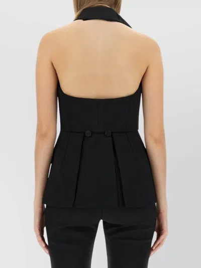 Max Mara Tailored Sleeveless Vest Notched Lapels In Black