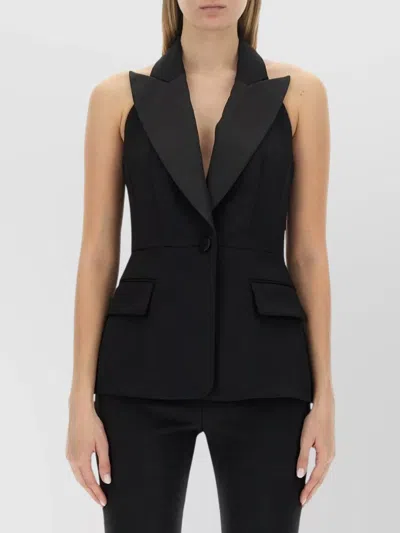 Max Mara Tailored Sleeveless Vest Notched Lapels In Black