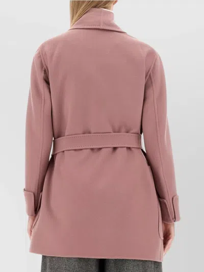 Max Mara Waist Tie Jacket With Pockets And Lapels In Pink