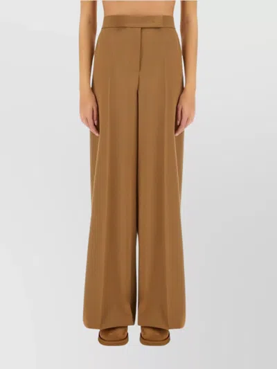 Max Mara Wide Leg Trousers With Pleats And Pockets In Brown