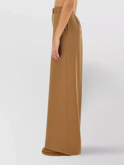 Max Mara Wide Leg Trousers With Pleats And Pockets In Brown