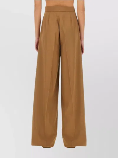 Max Mara Wide Leg Trousers With Pleats And Pockets In Brown