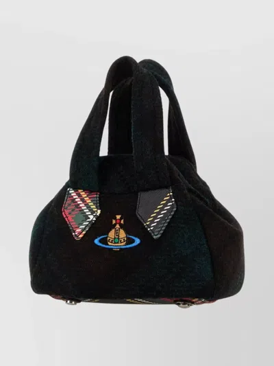 Vivienne Westwood Mini Handbag With Checkered Design And Handles In Black