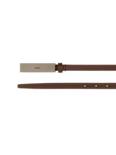 Max Mara Adjustable Length Rectangular Buckle Belts In Brown