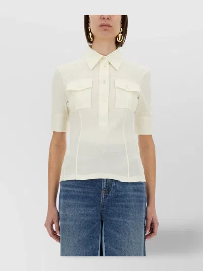 Chloé Slim Fit Polo Shirt With Chest Pockets In Neutral