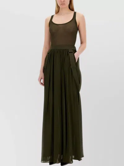 Max Mara Sleeveless Ribbed Scoop Neck Top In Green