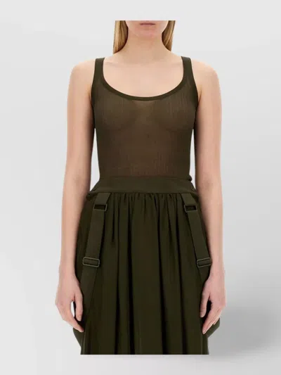 Max Mara Sleeveless Ribbed Scoop Neck Top In Green
