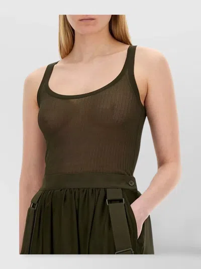 Max Mara Sleeveless Ribbed Scoop Neck Top In Green