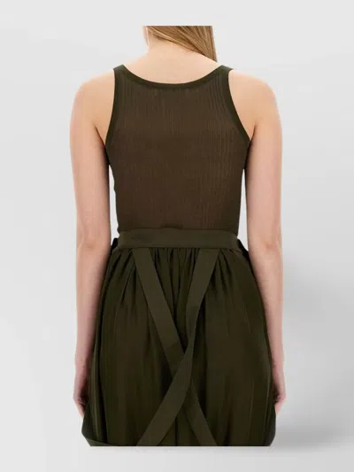 Max Mara Sleeveless Ribbed Scoop Neck Top In Green