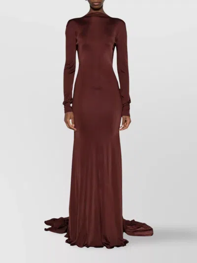 David Koma Floor-length Draped Long Sleeve Dress In Pink