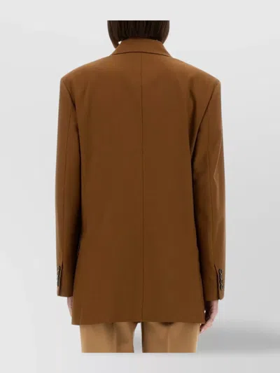 Max Mara Double-breasted Jacket Flap Pockets In Brown