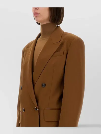 Max Mara Double-breasted Jacket Flap Pockets In Brown