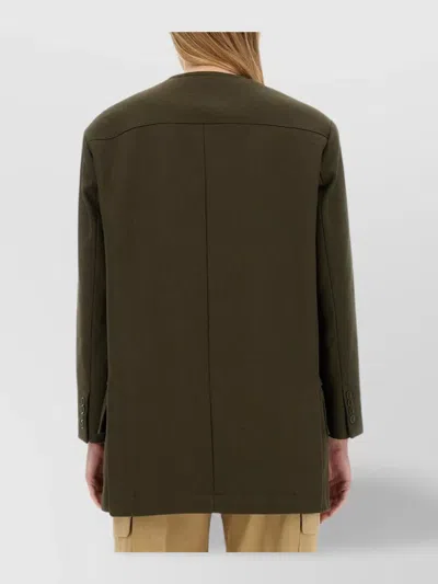 Max Mara Tailored Jacket Flap Pockets In Green