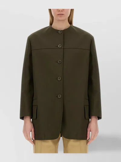 Max Mara Tailored Jacket Flap Pockets In Green