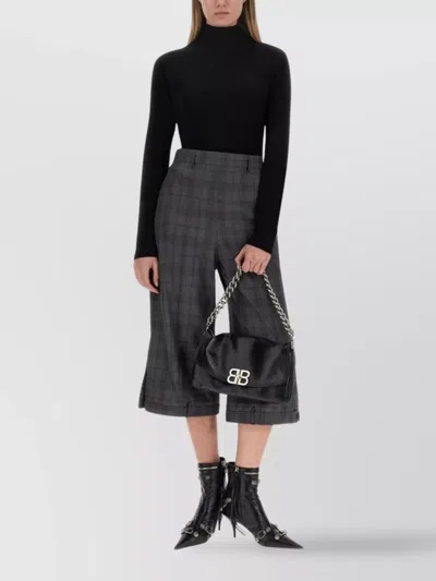 Balenciaga Tailored Check Pattern Wide Leg Shorts In Black