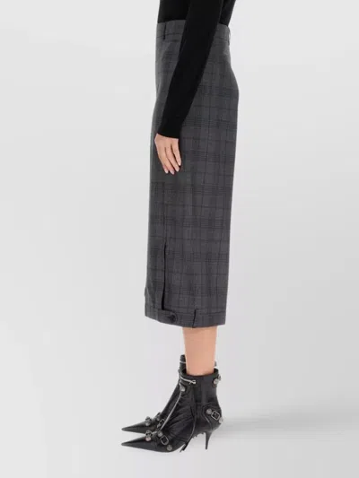 Balenciaga Tailored Check Pattern Wide Leg Shorts In Black