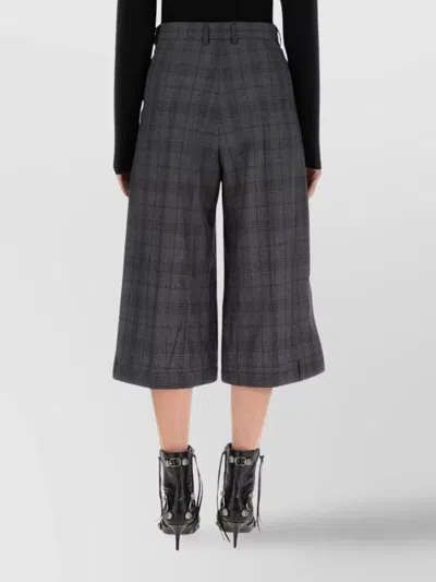 Balenciaga Tailored Check Pattern Wide Leg Shorts In Black