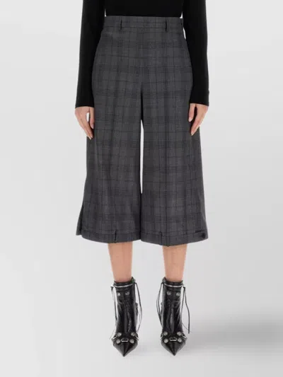 Balenciaga Tailored Check Pattern Wide Leg Shorts In Black
