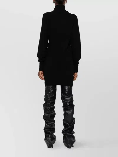 Balmain Turtleneck Mini Dress Decorative Buttons In Black