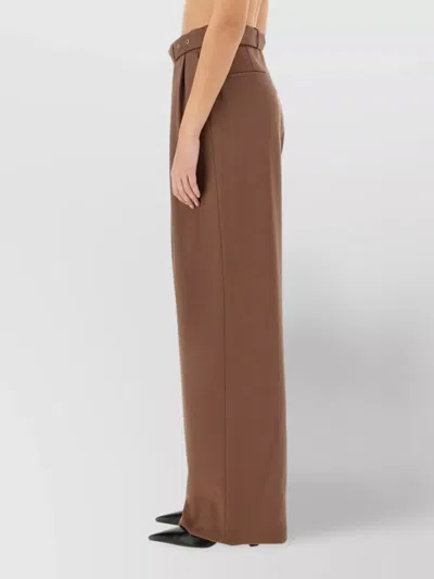Dries Van Noten High-waisted Wide-leg Pants With Matching Belt In Brown