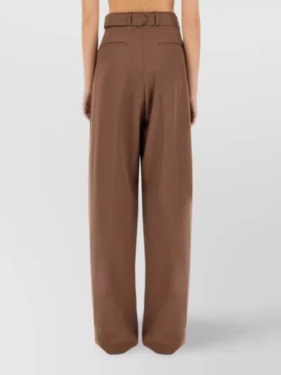 Dries Van Noten High-waisted Wide-leg Pants With Matching Belt In Brown