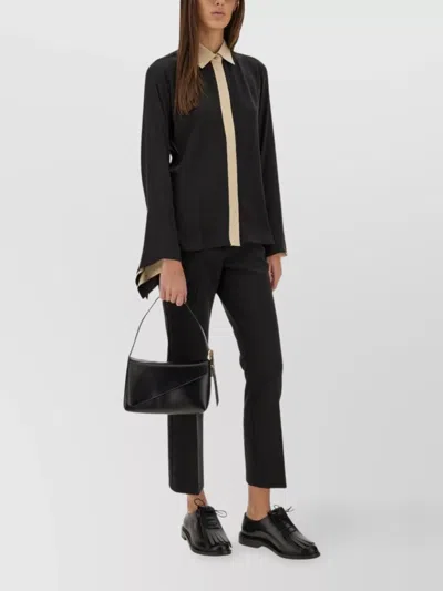 Max Mara Block Design Long Sleeve Shirt In Black