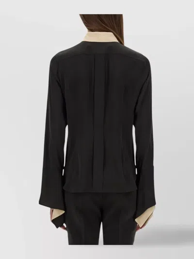 Max Mara Block Design Long Sleeve Shirt In Black