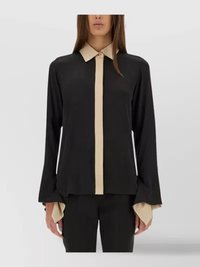 Max Mara Block Design Long Sleeve Shirt In Black
