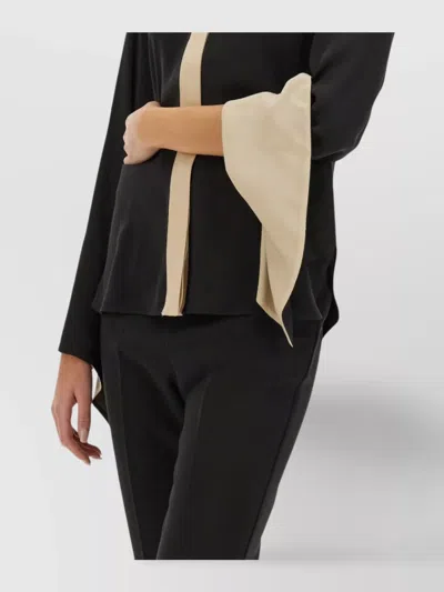 Max Mara Block Design Long Sleeve Shirt In Black