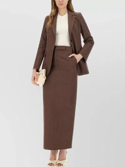 Max Mara Sfilata Woman Denim Skirt Dark Brown Size 8 Cotton