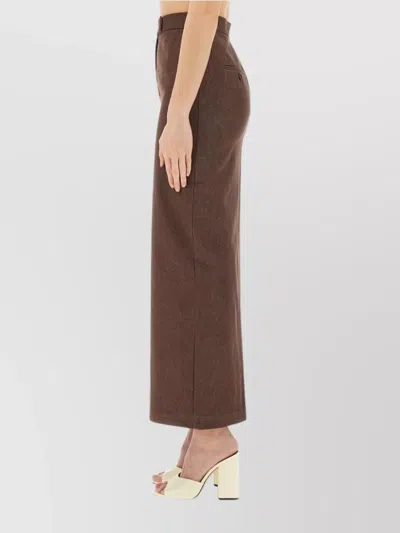 Max Mara Sfilata Woman Denim Skirt Dark Brown Size 8 Cotton