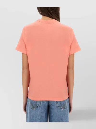 Bottega Veneta Regular Fit Crew Neck Short Sleeve Top In Pink