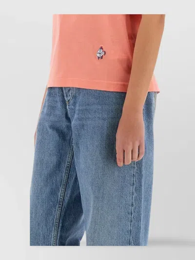 Bottega Veneta Regular Fit Crew Neck Short Sleeve Top In Pink