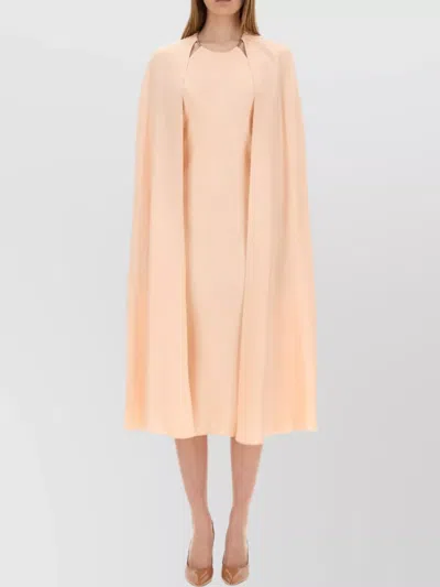 Max Mara Cape Midi Dress Round Neckline In Pink