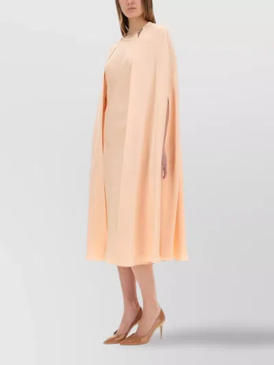 Max Mara Cape Midi Dress Round Neckline In Pink