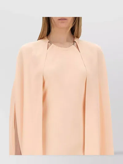 Max Mara Cape Midi Dress Round Neckline In Pink