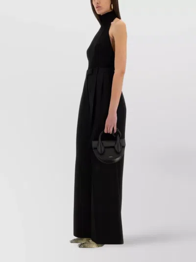 Max Mara Black High-neck One-piece With Open Back And Structured Shorts In Black