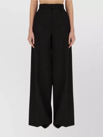 Max Mara High Waist Wide Leg Trousers With Pockets In Black