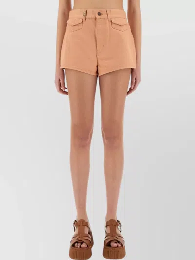 Chloé Cotton Shorts With Front And Back Pockets In Brown
