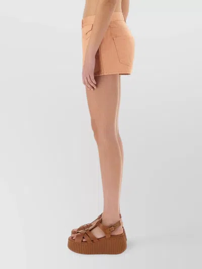 Chloé Cotton Shorts With Front And Back Pockets In Brown